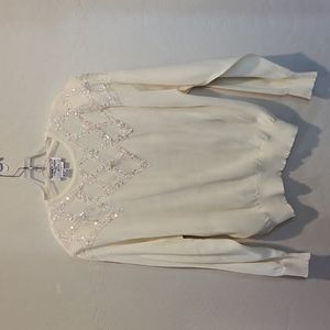 Vintage Regency Collection For Joyce Sequin Cream Sweater Long Sleeve Large